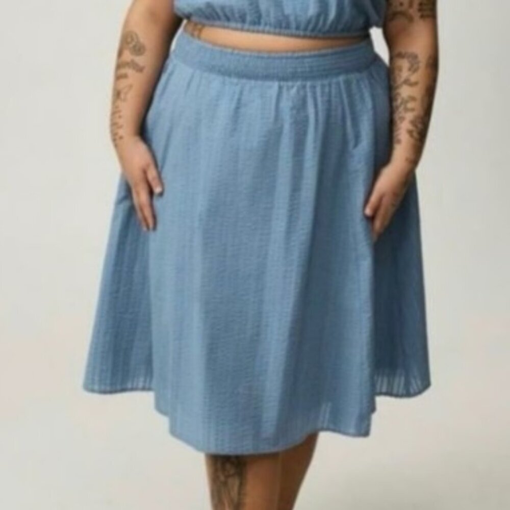 Torrid Blue Midi Skater Skirt with Pockets 5 5X 28